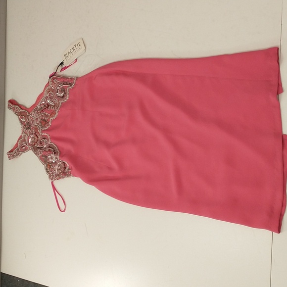 Pink Silk Designer Dress Beaded Bodice Evening Wear NWT Filenes Oleg Cassini - Picture 11 of 12